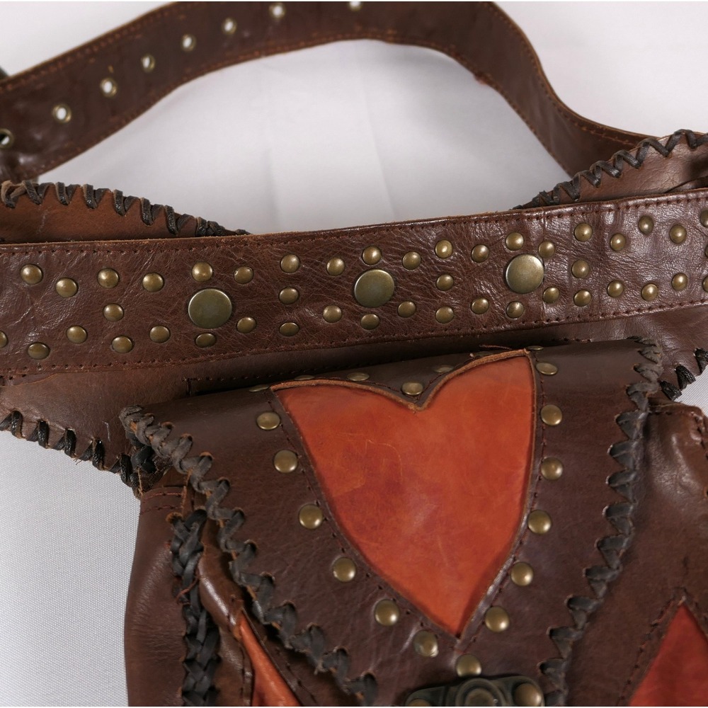Happy Cow Australia Leather Belted Brass Riveted Waist Bag Fanny Pack‎ Western - Picture 6 of 15